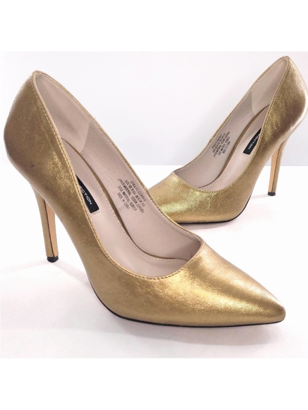 French Connection Gold Pointed-Toe Stiletto Pumps - NIB